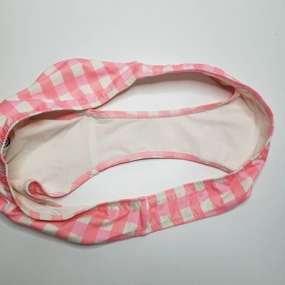 Solid & Striped Gingham Check Bikini Bottoms L White Neon Pink Orange - Picture 7 of 10
